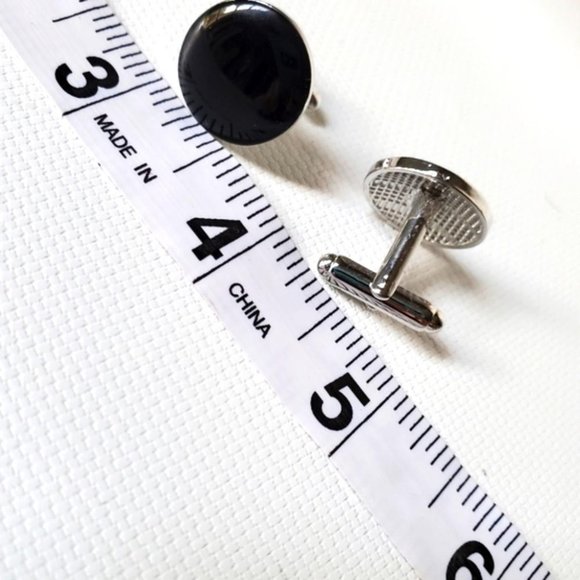 Round Stainless Steel Enamel Cuff Links - Picture 3 of 4